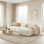 Haledon 3-Piece Sand Boucle Right Sectional Sofa