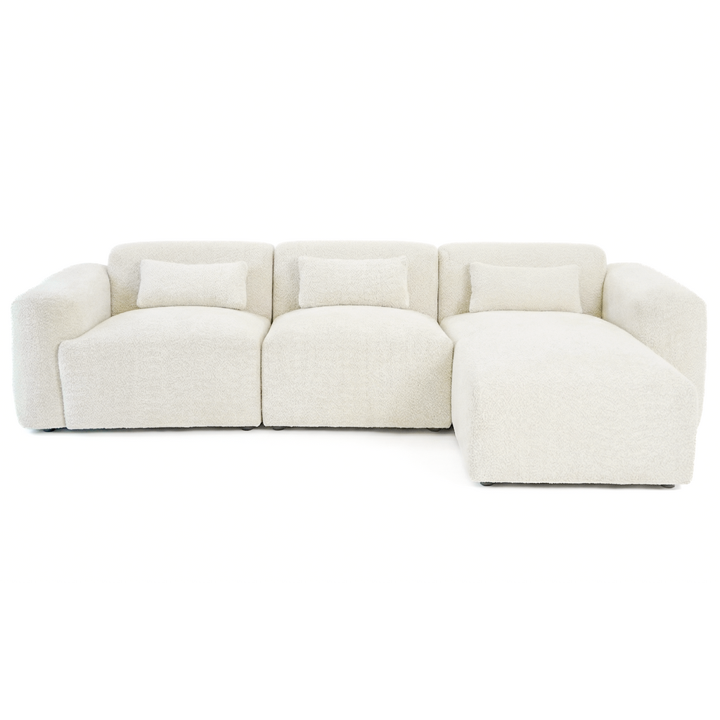 Haledon 3-Piece Sand Boucle Right Sectional Sofa
