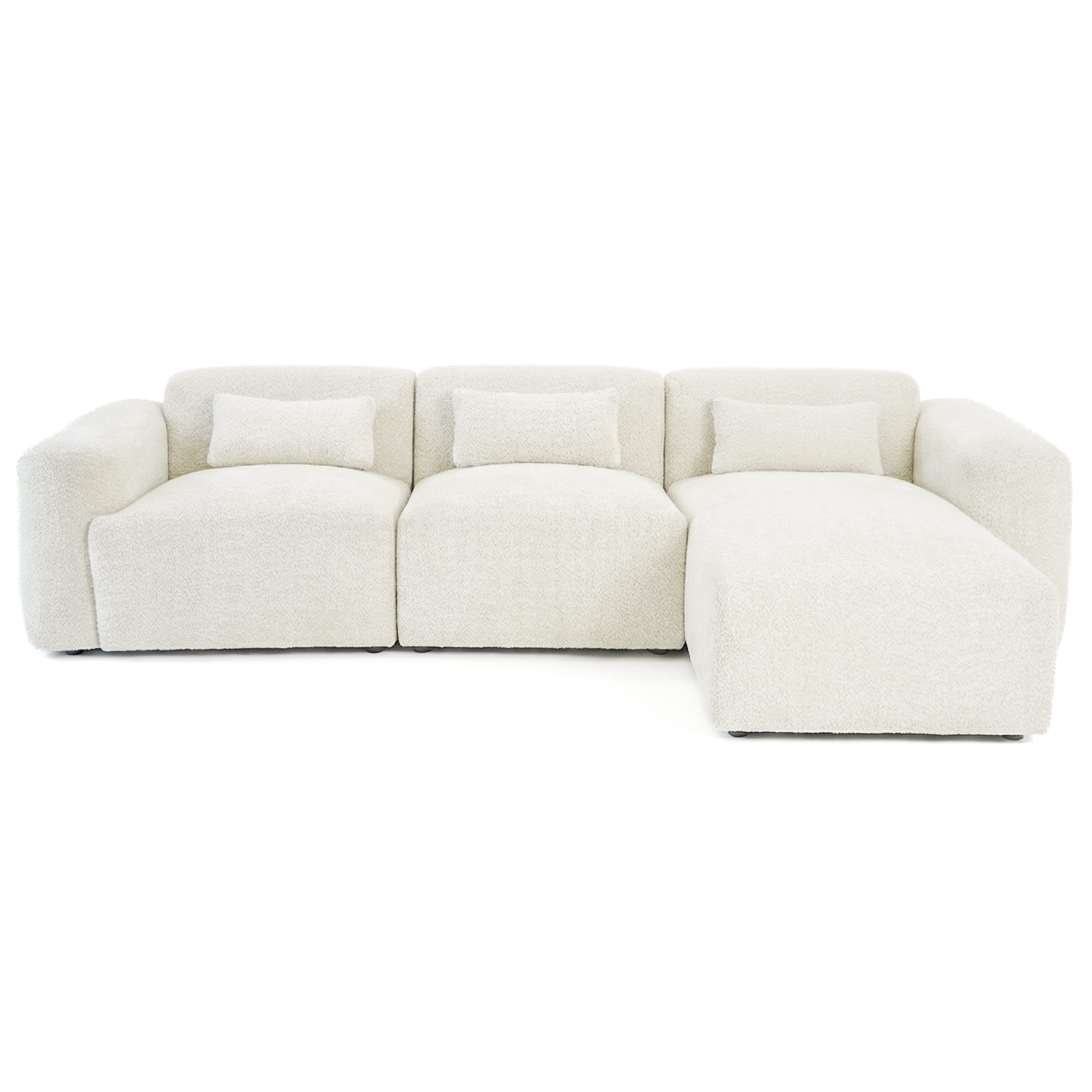 Haledon 3-Piece Sand Boucle Right Sectional Sofa