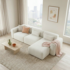 Haledon 3-Piece Sand Boucle Right Sectional Sofa