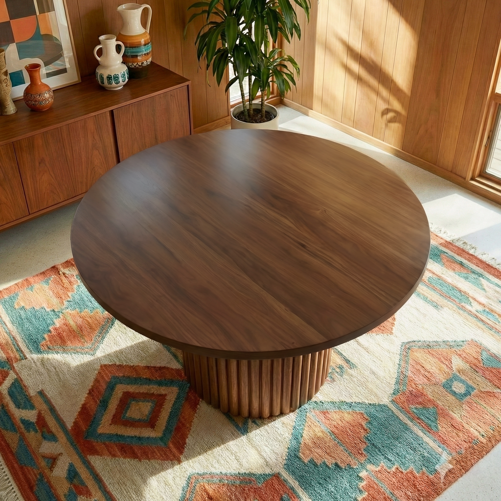 Merlin Solid Wood Walnut Round Dining Table