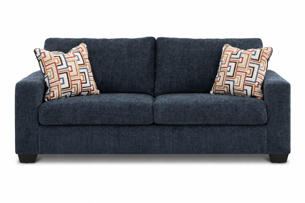 Aviemore navy queen sleeper sofa on white background