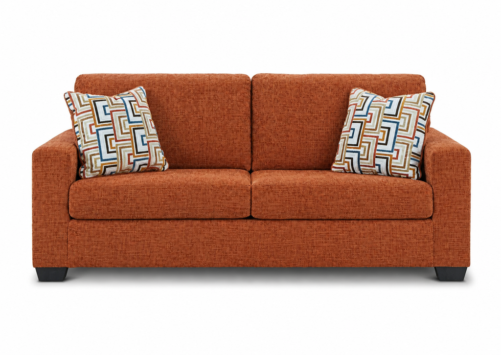 Aviemore rust queen sleeper sofa on white background