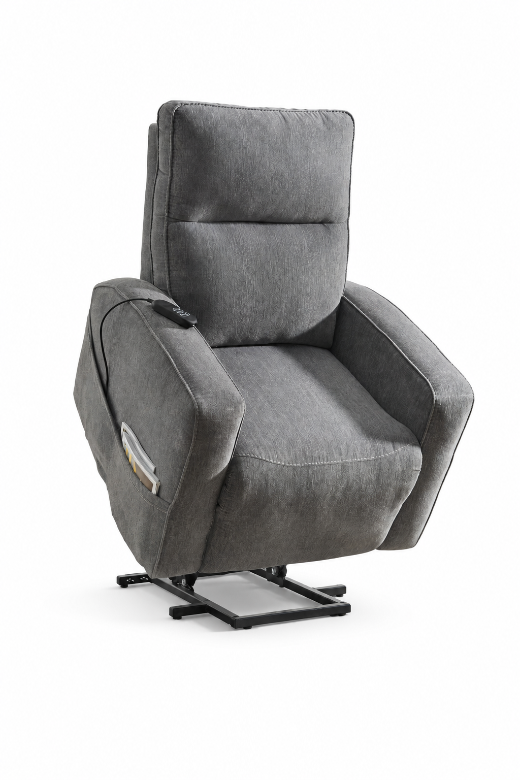 Ashley 9370412 gray power lift recliner on white background