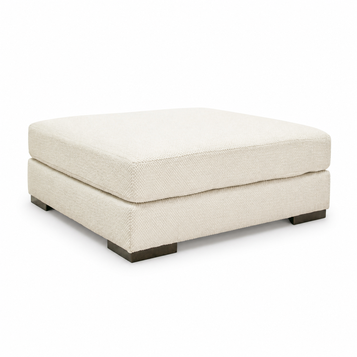 Ashley Zada oversized ivory ottoman on white background