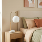 Auris White Globe Lampshade Table Lamp with Marble Base