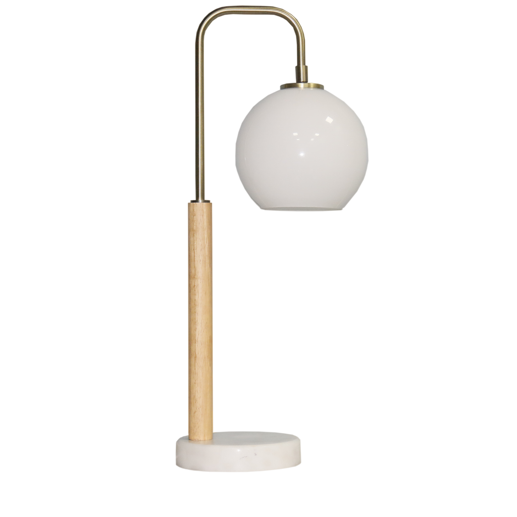 Auris White Globe Lampshade Table Lamp with Marble Base