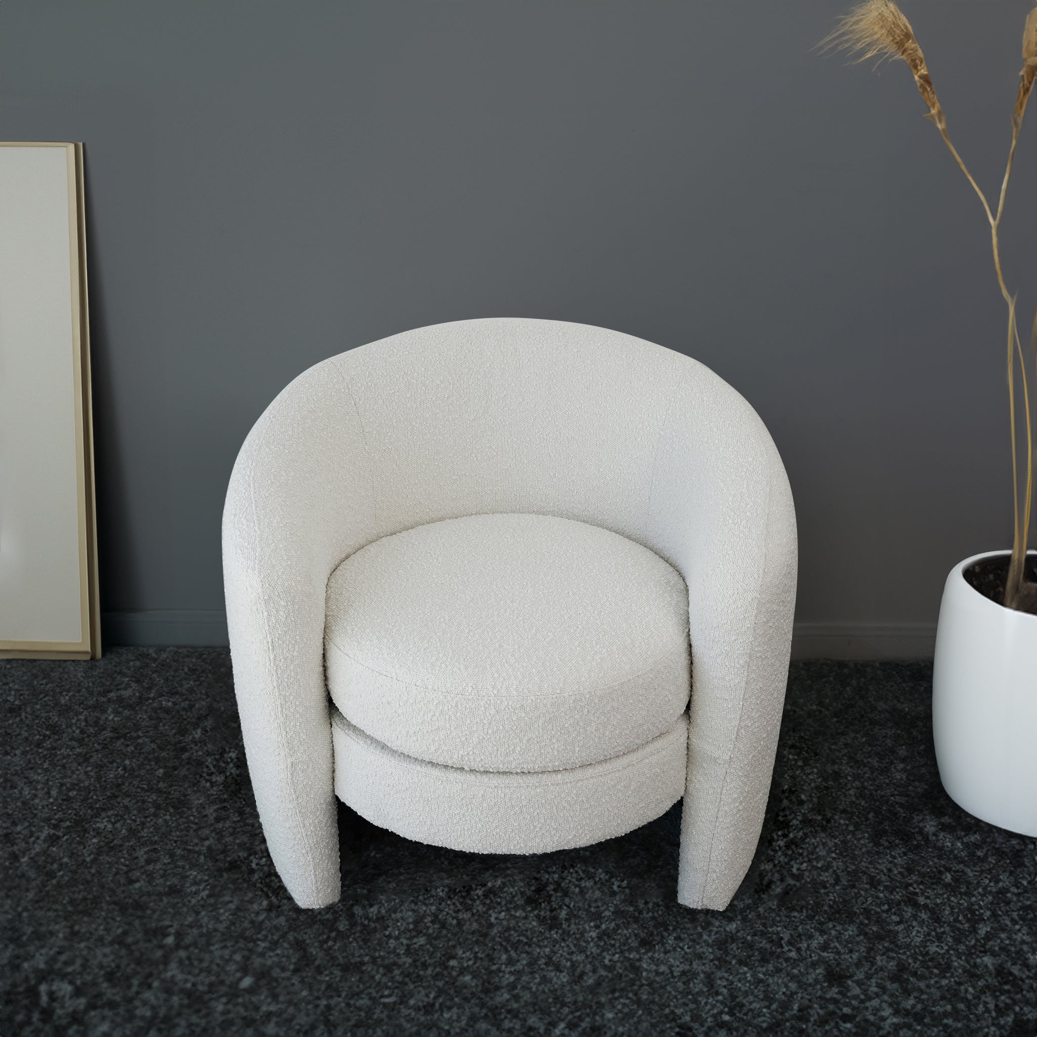 Avalon White Boucle Lounge Chair