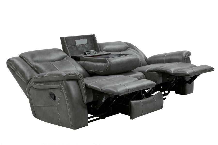Conrad 3-piece Upholstered Padded Arm Motion Sofa Set Grey