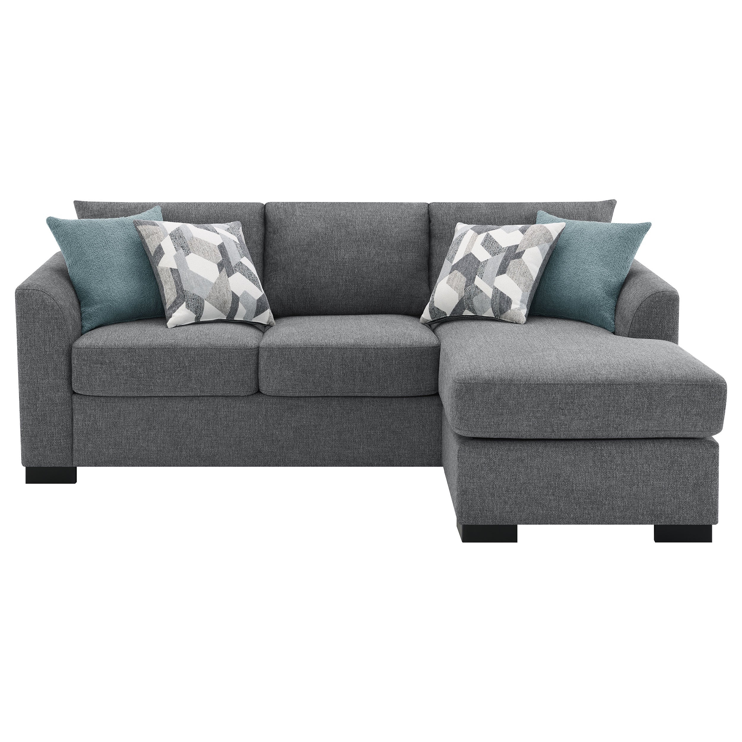 Storey Upholstered Sleeper Sectional Chaise Sofa Dark Grey