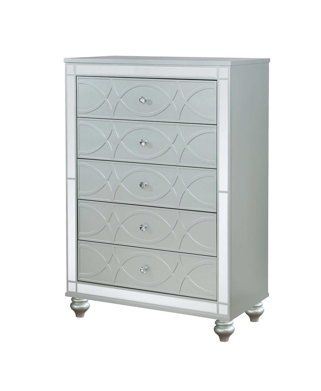 Gunnison 5-drawer Bedroom Chest Silver Metallic