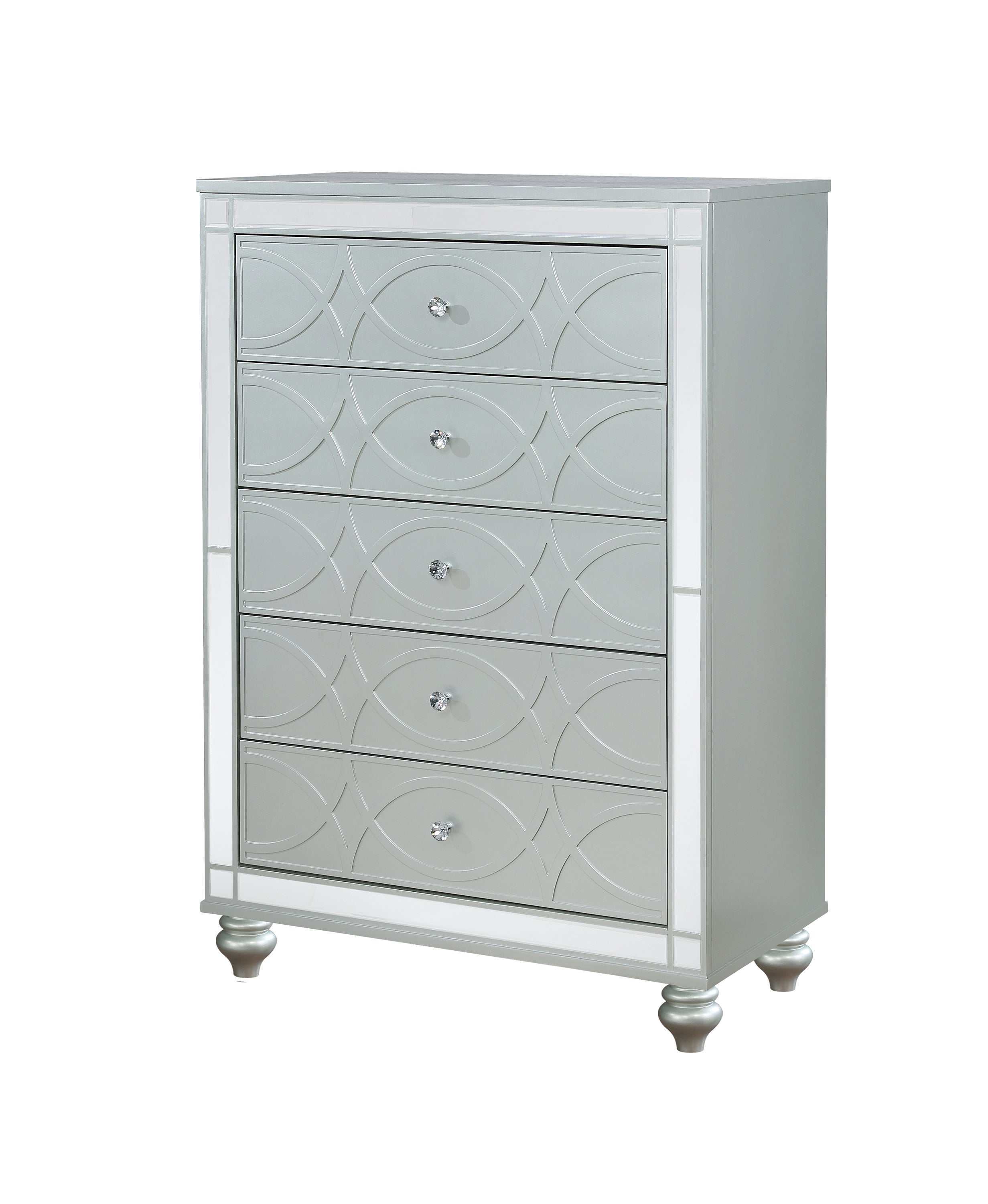 Gunnison 5-drawer Bedroom Chest Silver Metallic