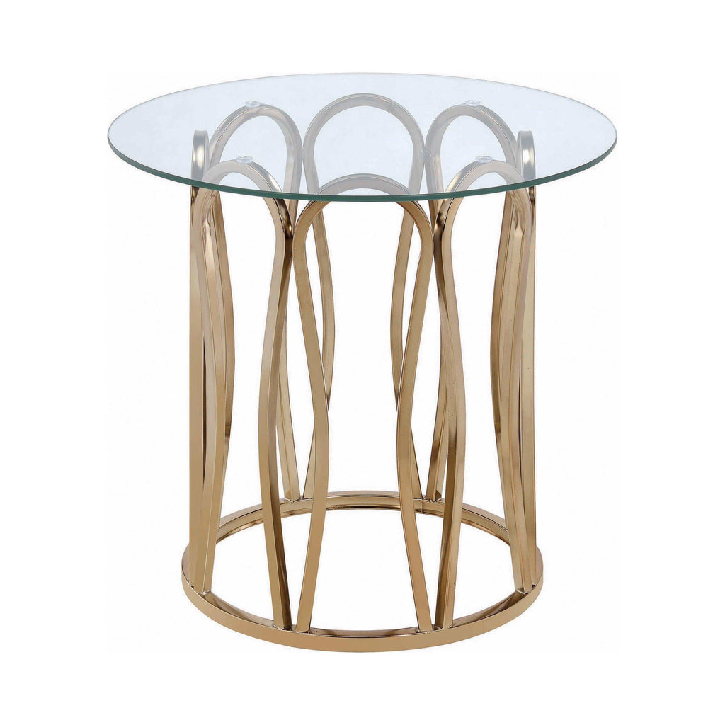 Monett Round Glass Top Side End Table Chocolate Chrome