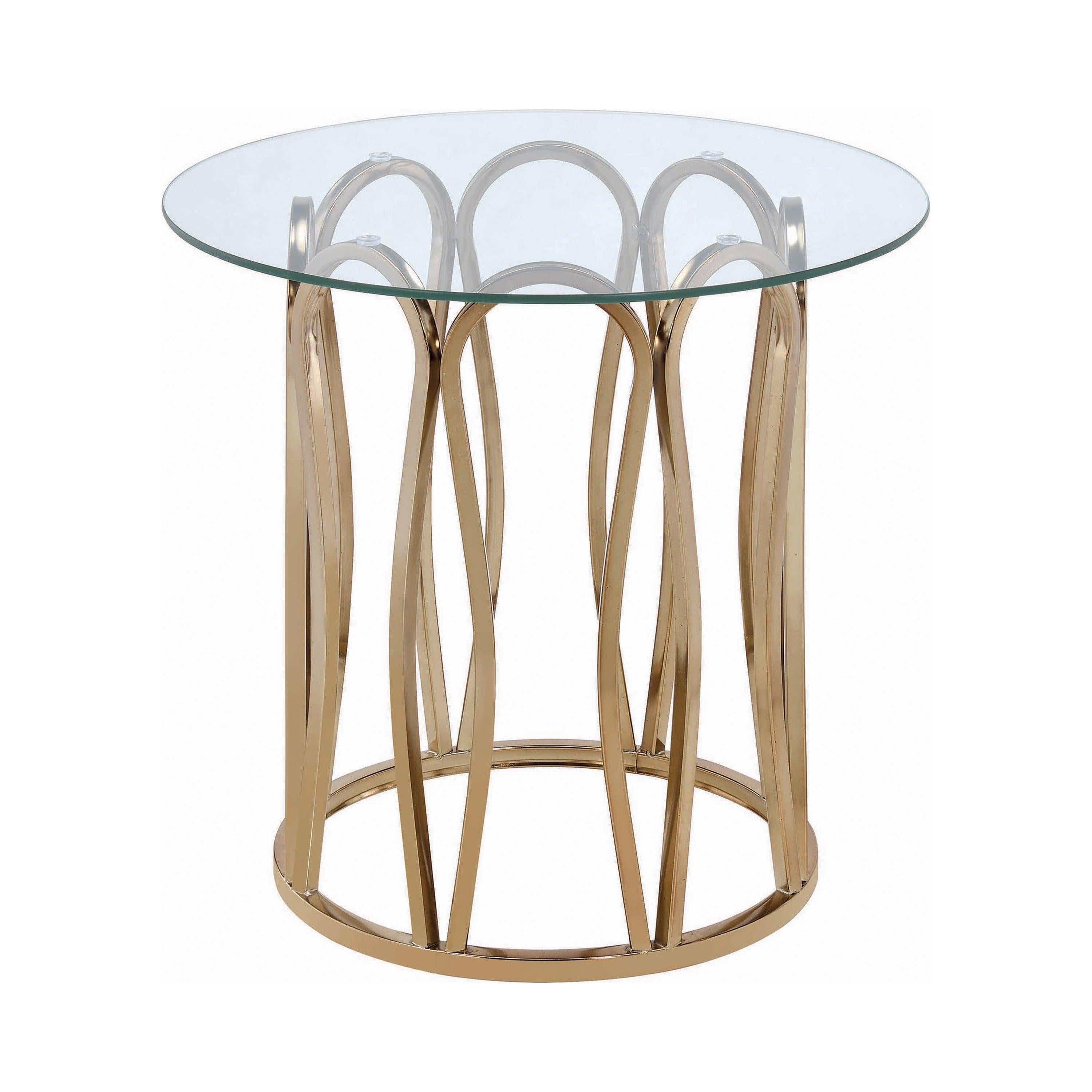 Monett Round Glass Top Side End Table Chocolate Chrome