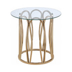 Monett Round Glass Top Coffee Table Chocolate Chrome