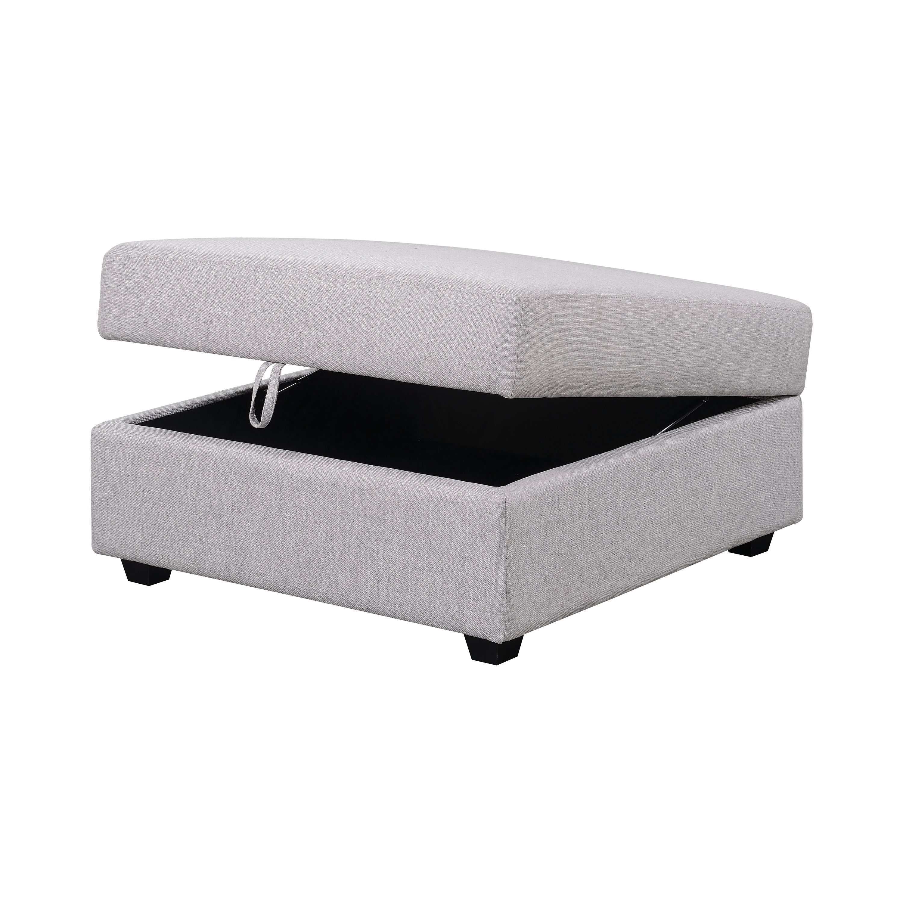 Cambria Square Upholstered Storage Ottoman Grey