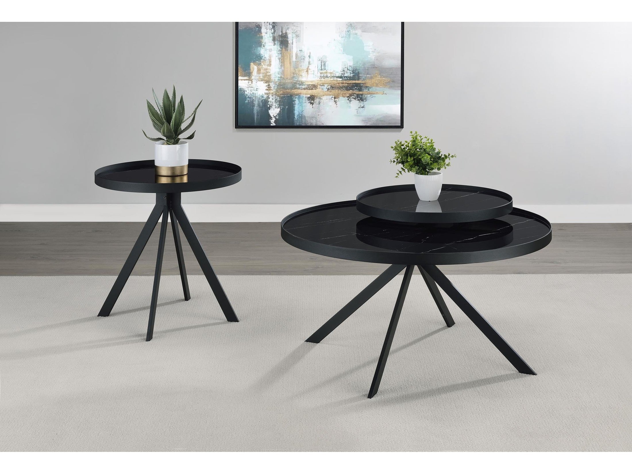 Briggs Round Marble Printed Glass Top Coffee Table White