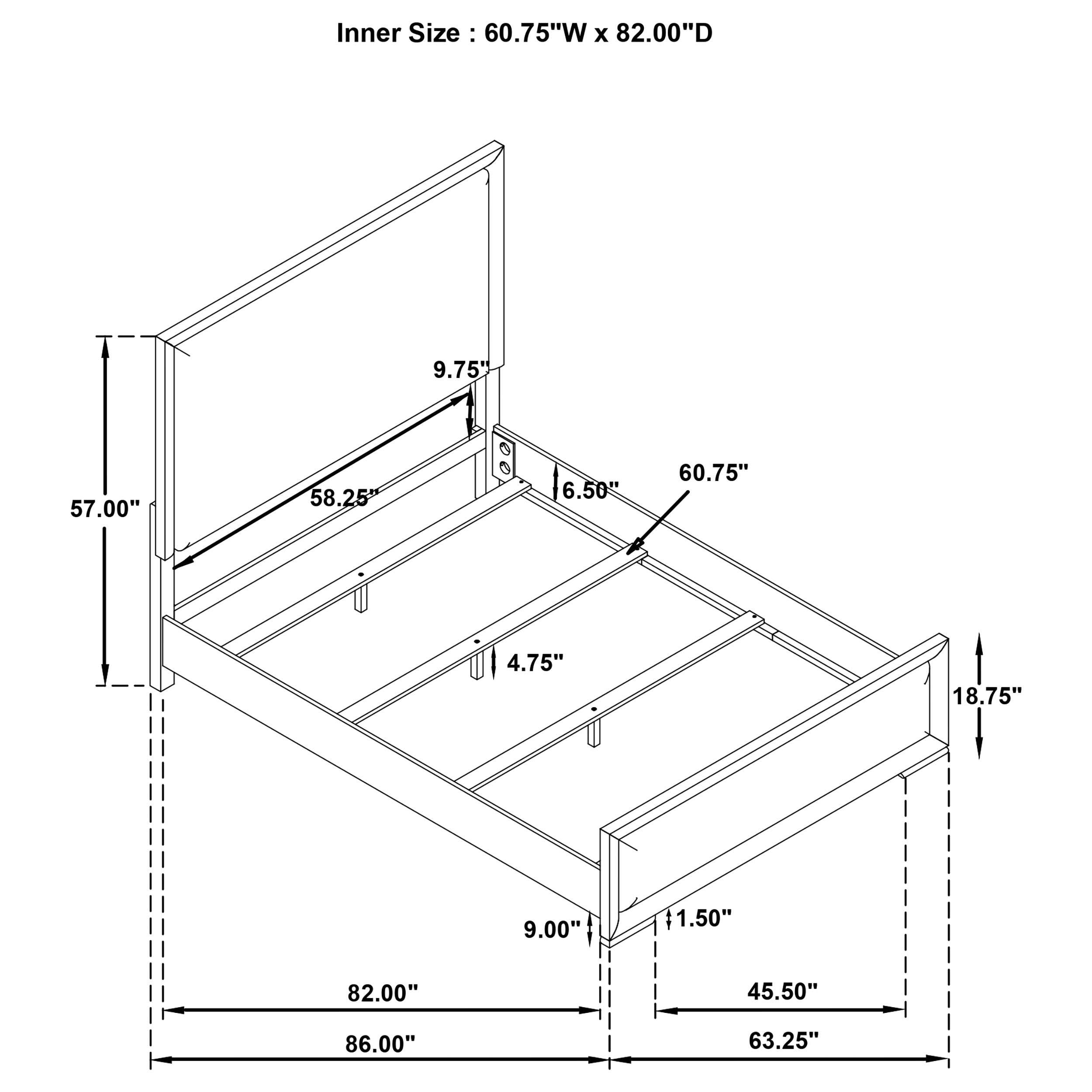 Gracemont 57-inch Eastern King Panel Bed Grey and White
