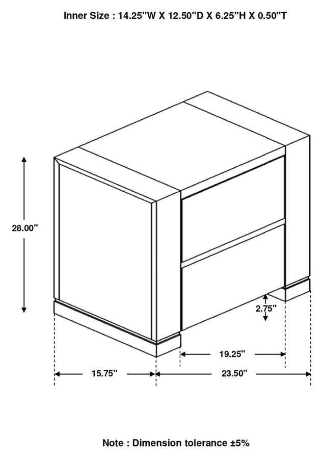 Lorenzo 2-drawer Nightstand Dark Grey