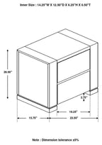 Lorenzo 2-drawer Nightstand Dark Grey