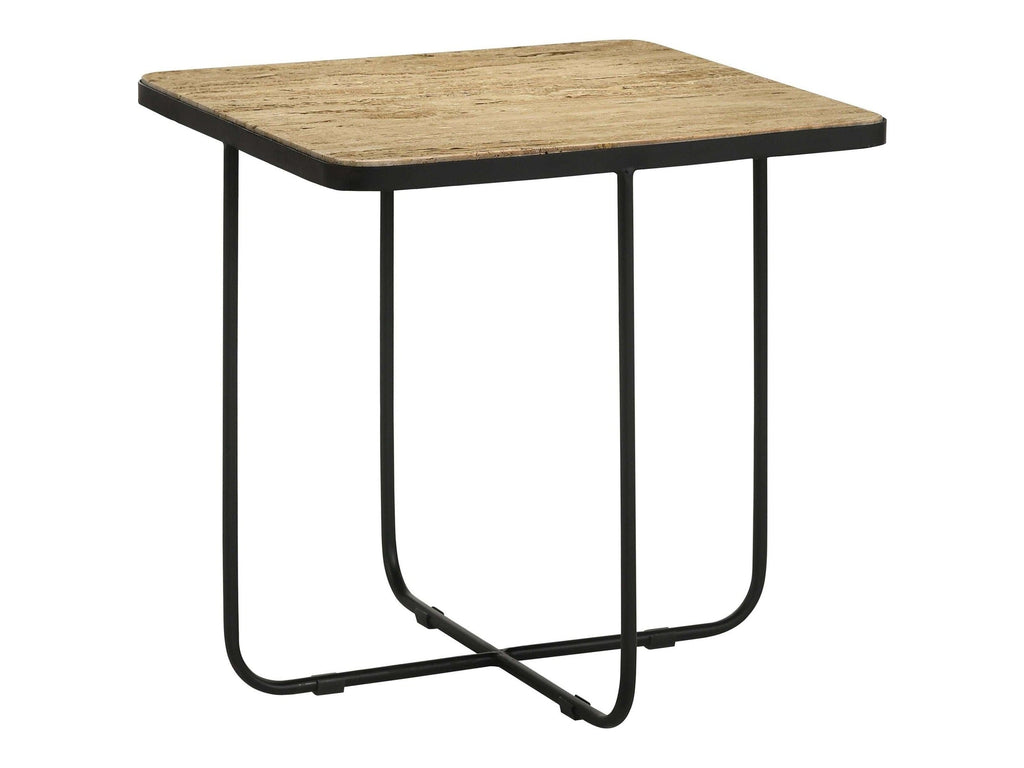 Elyna Square Stone Top Accent Side Table Beige