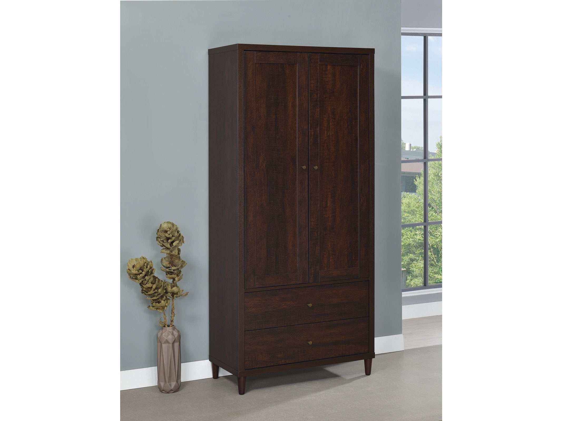 Wadeline 2-door Tall Accent Storage Cabinet Rustic Tobacco