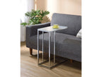 Stella White Glass Top C-Shaped Sofa Side Table Chrome
