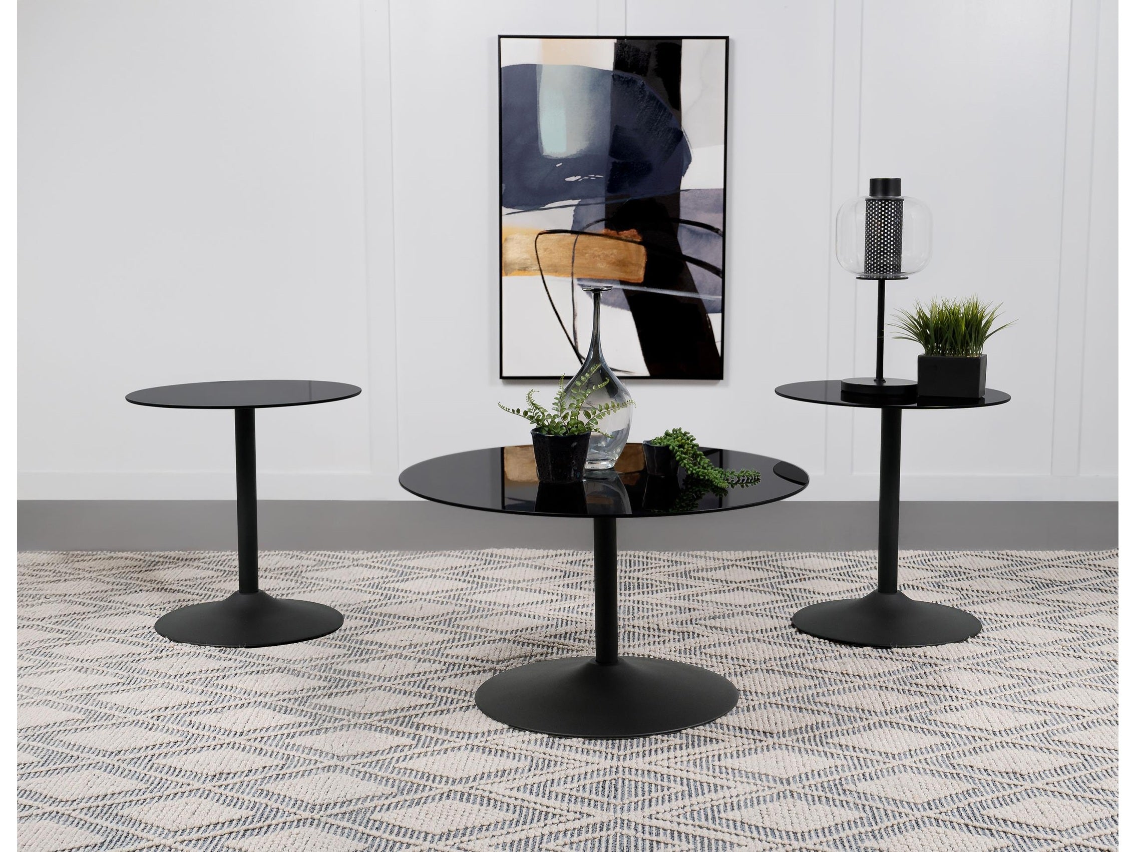 Ganso Round Metal Coffee Table With Tempered Glass Top Black
