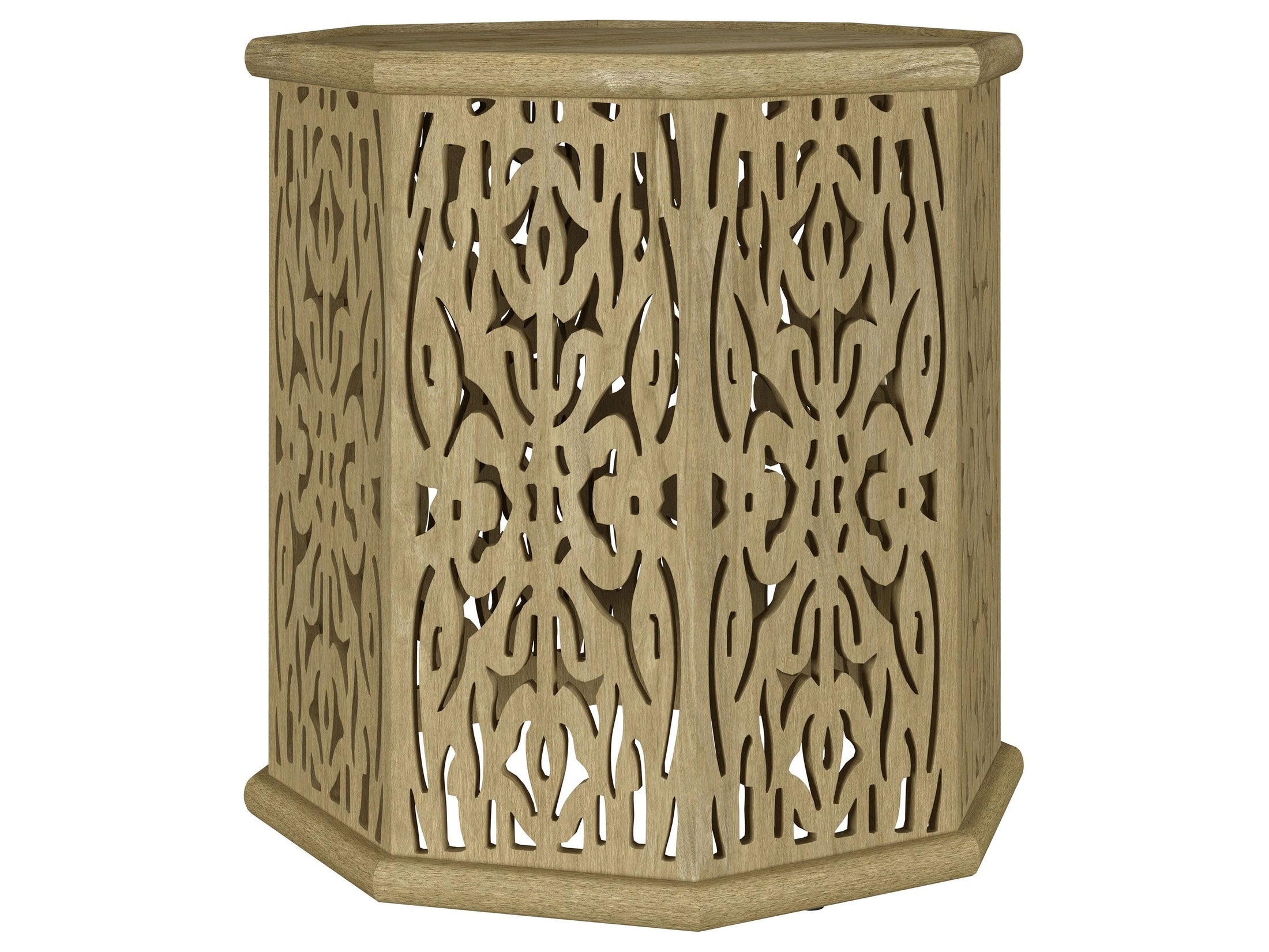 Torres Octagonal Solid Mango Wood Side Table Natural Brown