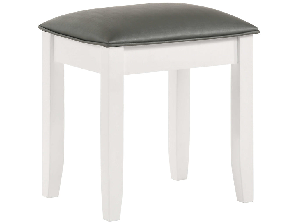 Felicity Upholstered Vanity Stool Metallic and Glossy White