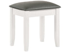 Felicity Upholstered Vanity Stool Metallic and Glossy White