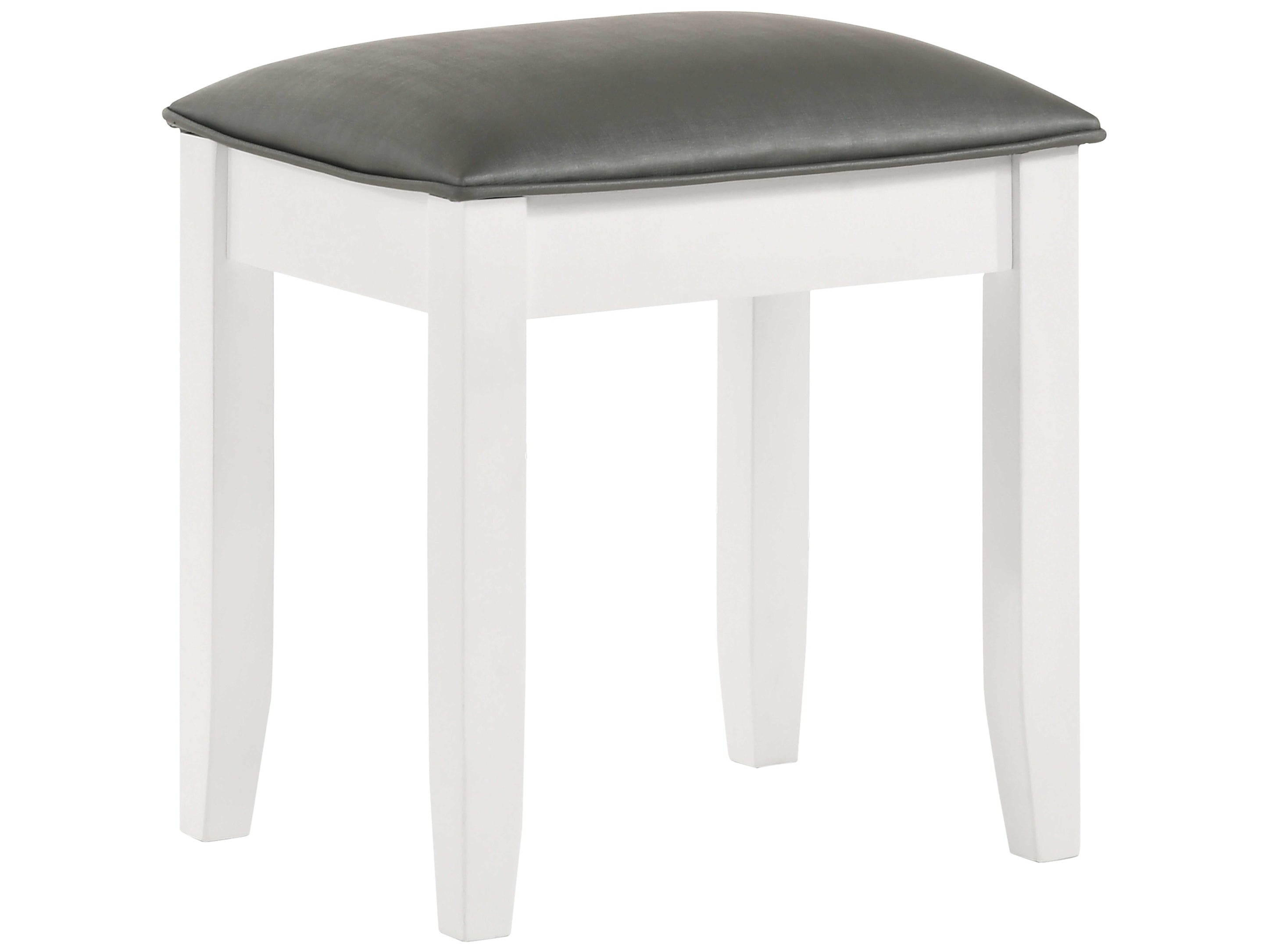 Felicity Upholstered Vanity Stool Metallic and Glossy White