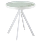 Briggs Round Marble Printed Glass Top Coffee Table White