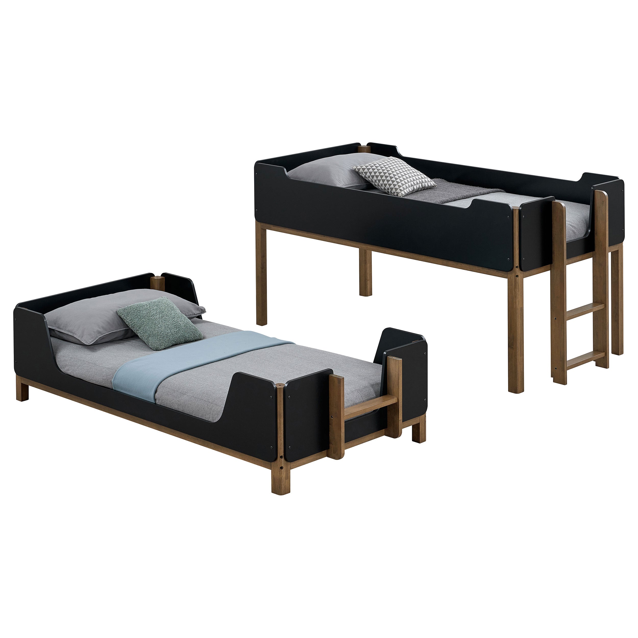 Alevera Metal Twin Over Twin Bunk Bed with Ladder White