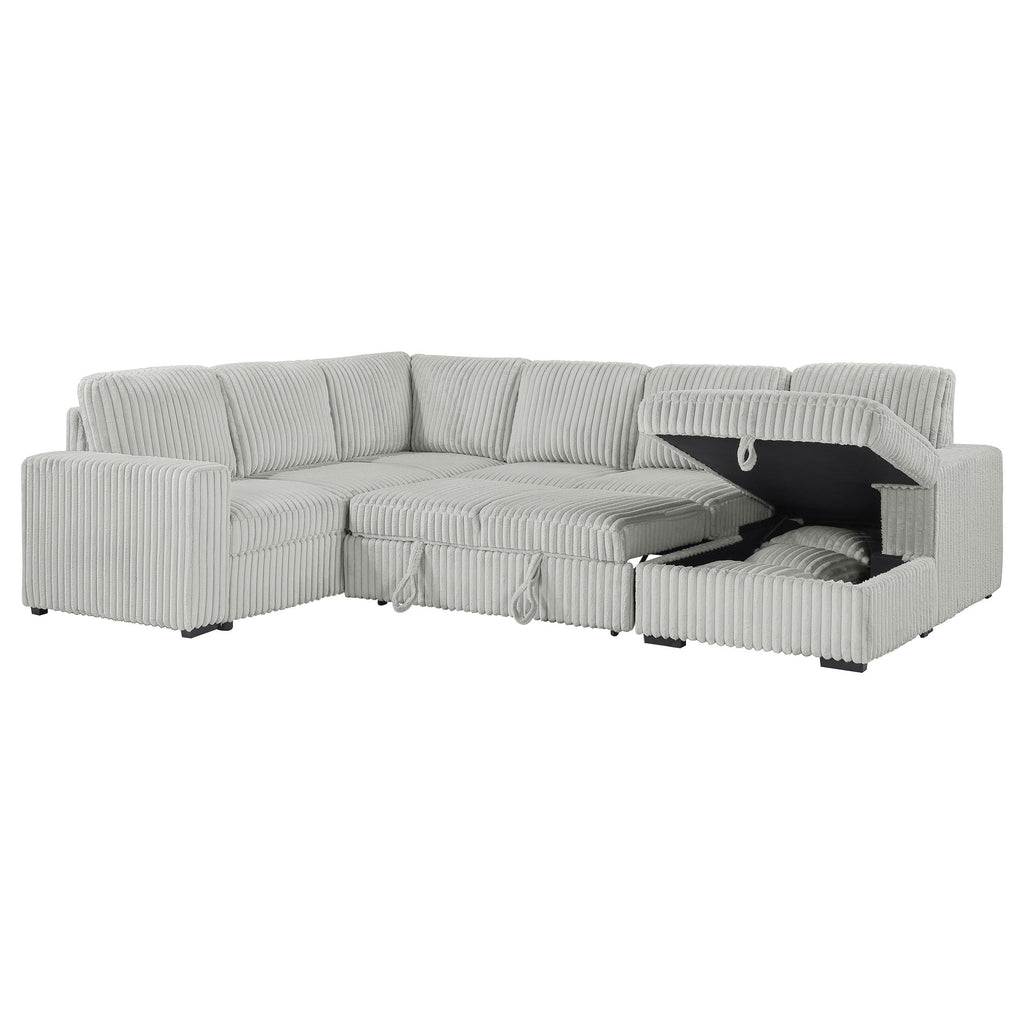 Devonshire Sleeper Sectional Sofa Storage Chaise Camel