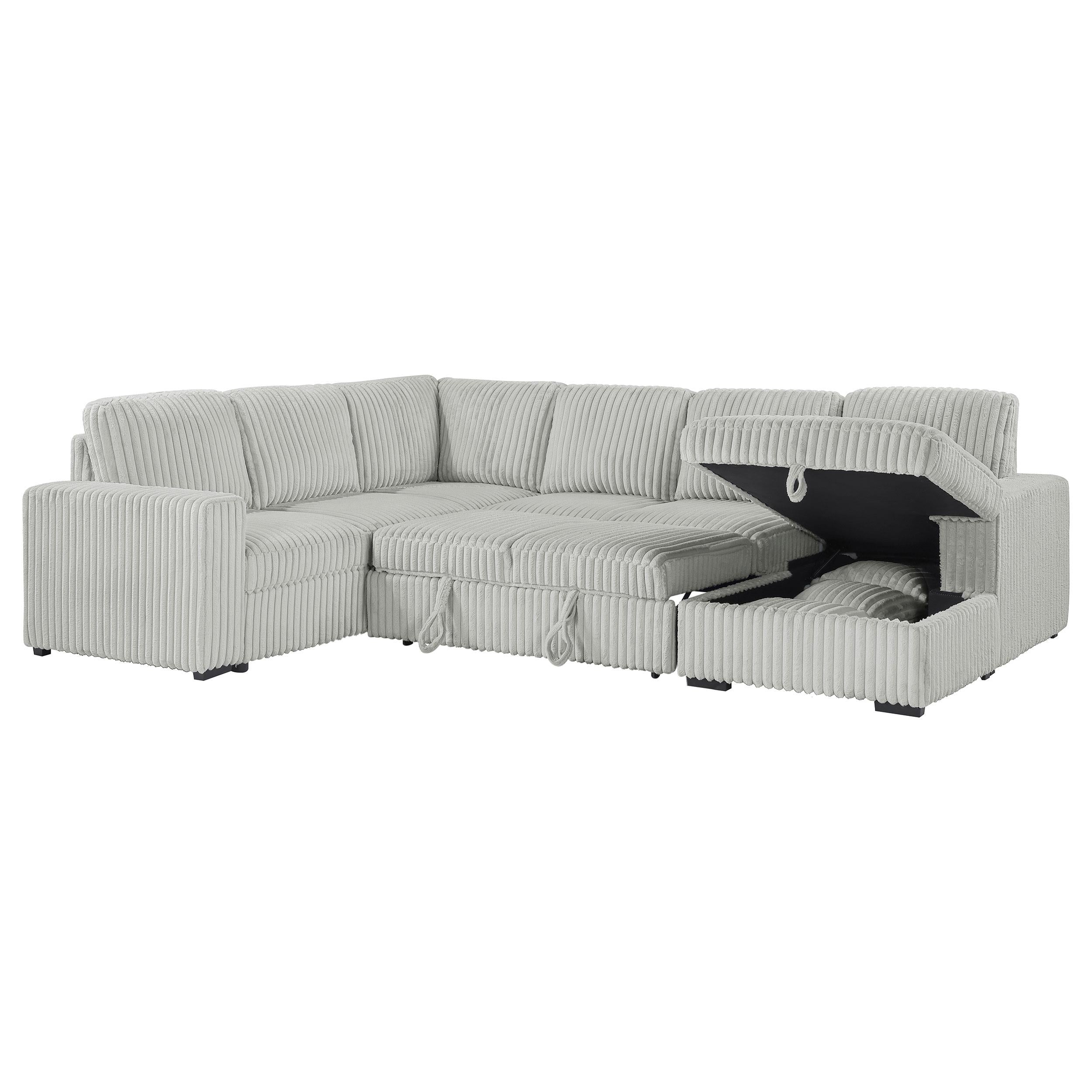 Devonshire Sleeper Sectional Sofa Storage Chaise Camel