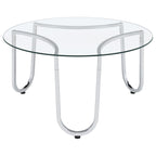 Beller Round Tempered Glass Top Cocktail Coffee Table Chrome