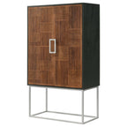 Borman 2-door Home Bar Cabinet Wine Storage Walnut and Black