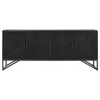 Riddell 4-door Wood Reeding Accent Cabinet Matte Black