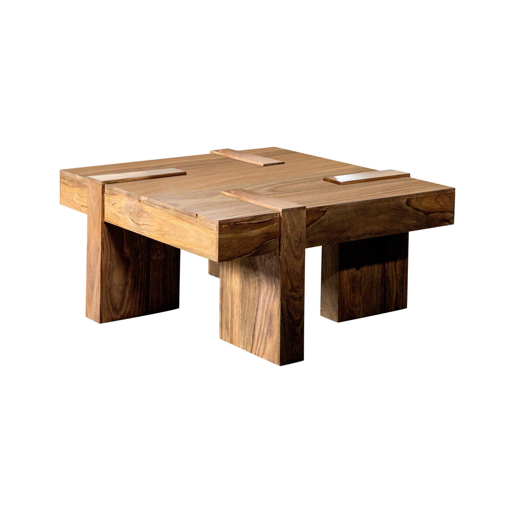 Samira Square Solid Wood Coffee Table Natural Sheesham