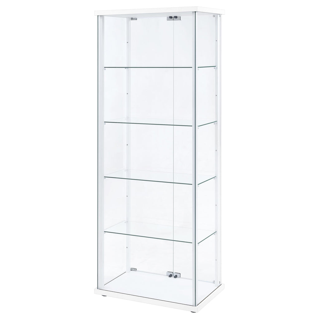 Delphinium 4-Shelf Clear Glass Curio Display Cabinet White
