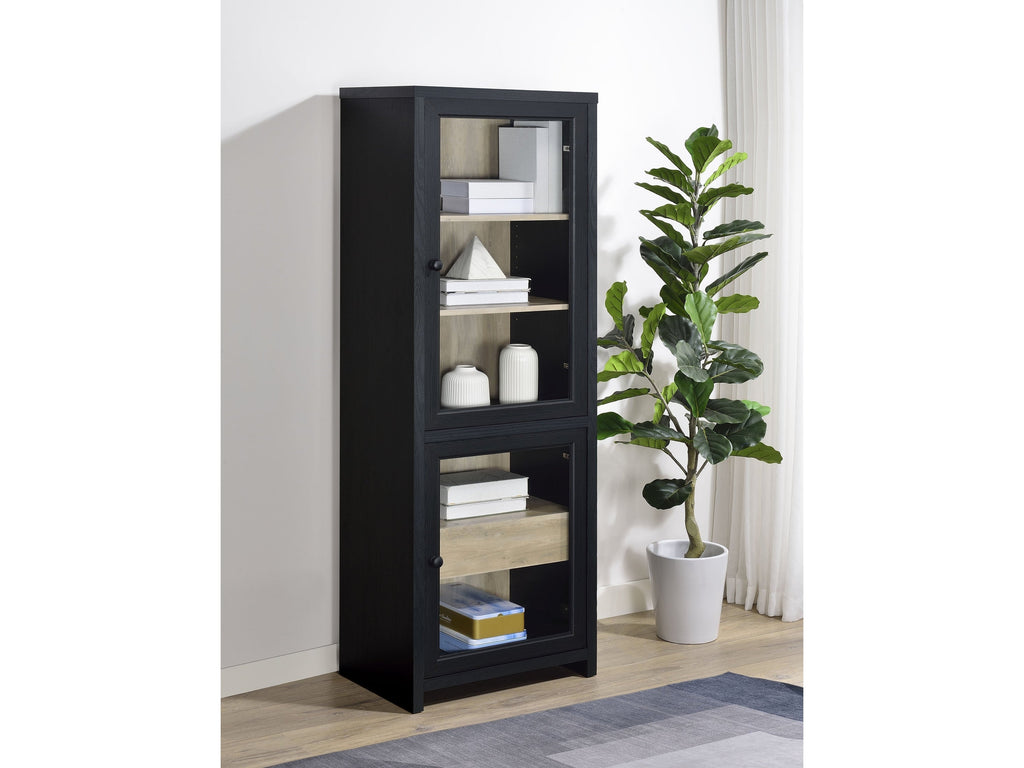 Denison 67-inch 2-door Media Tower Storage Cabinet Black