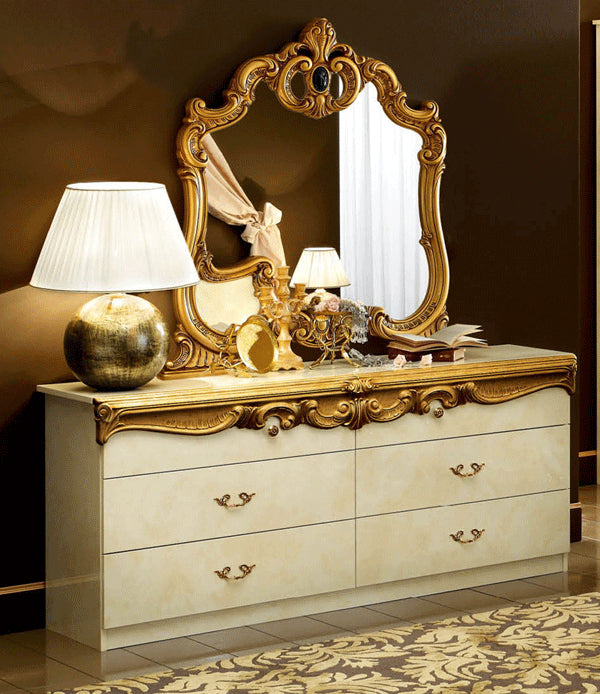 ESF Furniture - Barocco Double Dresser in Ivory-Gold - BAROCCODRESSERIVORYG