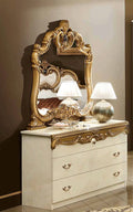 ESF Furniture - Barocco Double Dresser with Mirror Set in Ivory-Gold - BAROCCODRESSERIVORYG-M