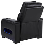 Zuma Faux Leather Upholstered Dual Power LED Recliner Black