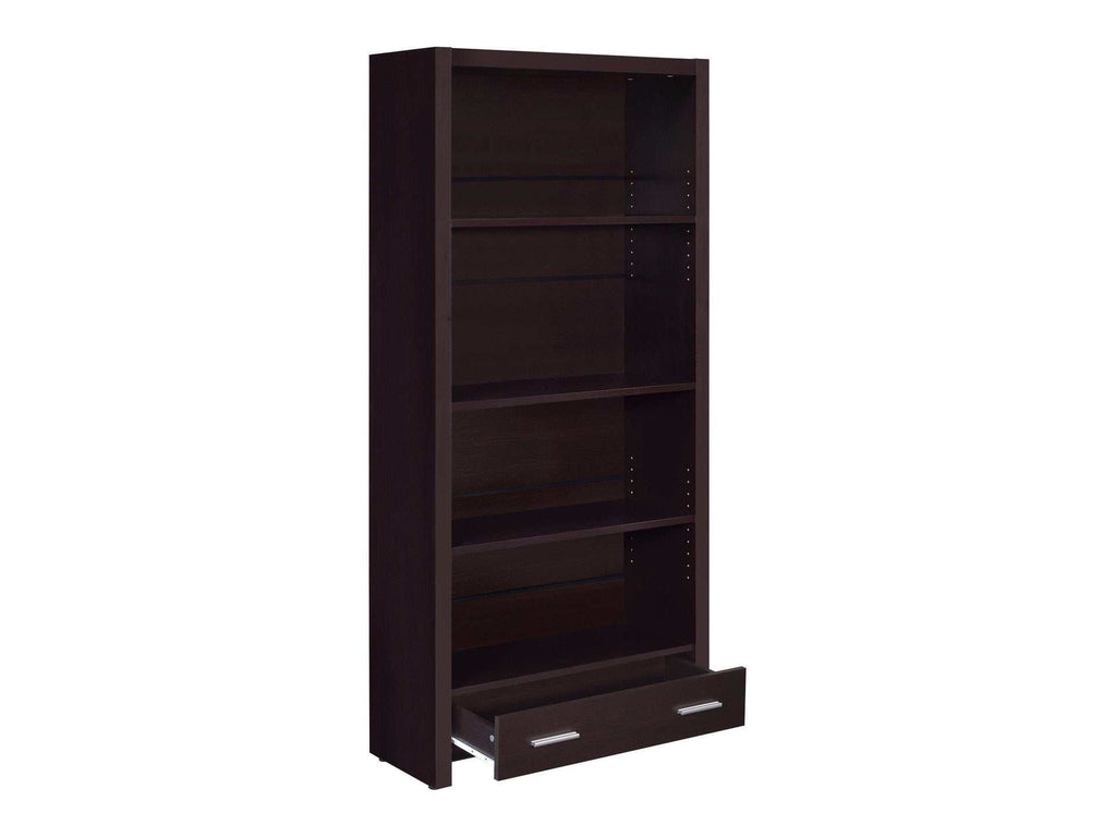 Skylar 71-inch 5-shelf Bookcase with Drawer Cappuccino