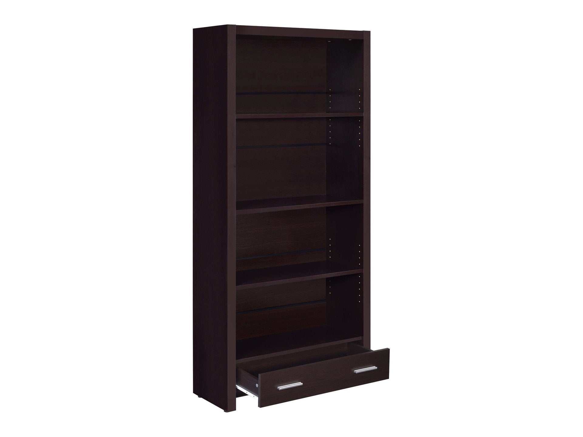 Skylar 71-inch 5-shelf Bookcase with Drawer Cappuccino