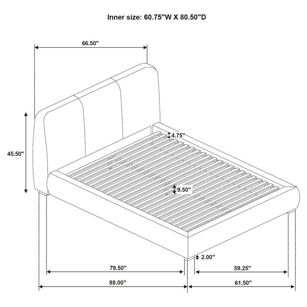 Mokena 46-inch Upholstered Eastern King Platform Bed Taupe
