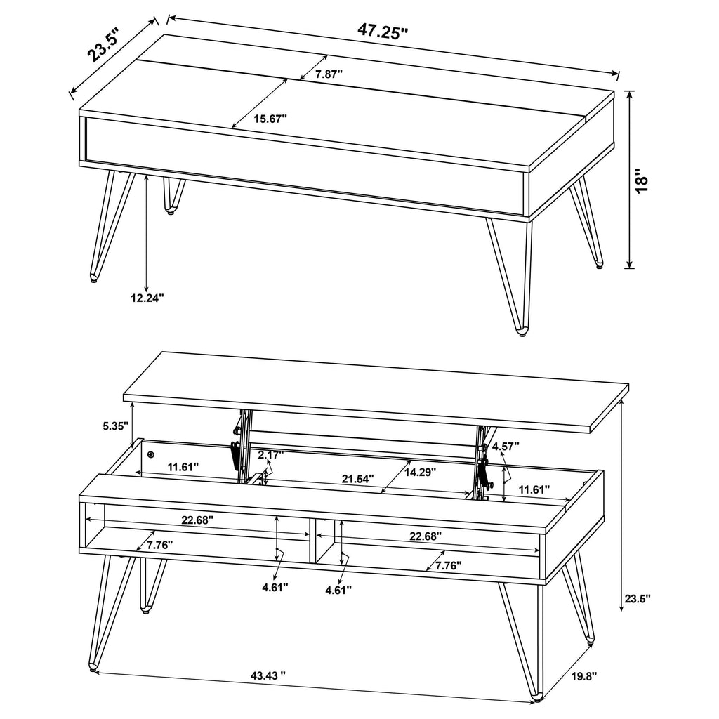 Fanning Engineered Wood Lift Top Coffee Table Golden Oak