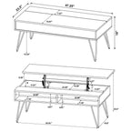 Fanning Engineered Wood Lift Top Coffee Table Golden Oak